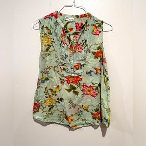 mint blouse with floral pattern